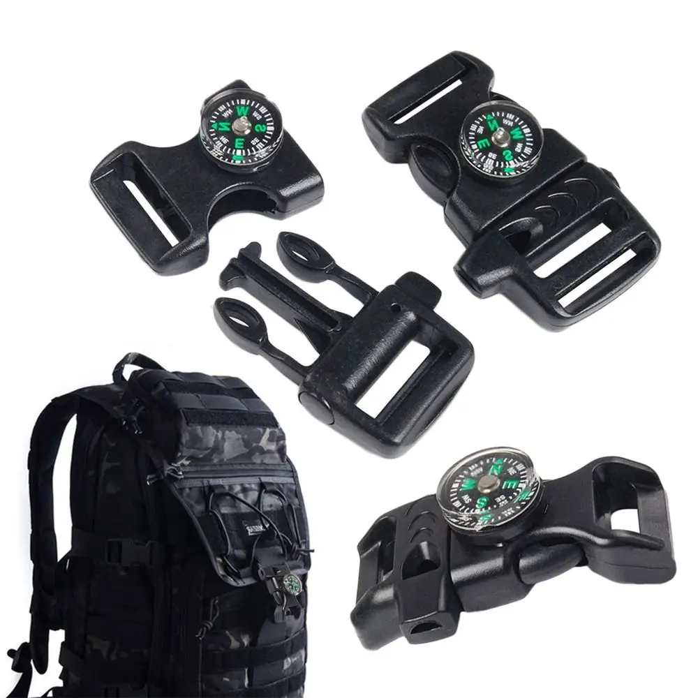 5pcs High Quality 14mm Side Release Buckle Black Curved Emergency Buckle Survival Whistle Buckle Outdoor Tool