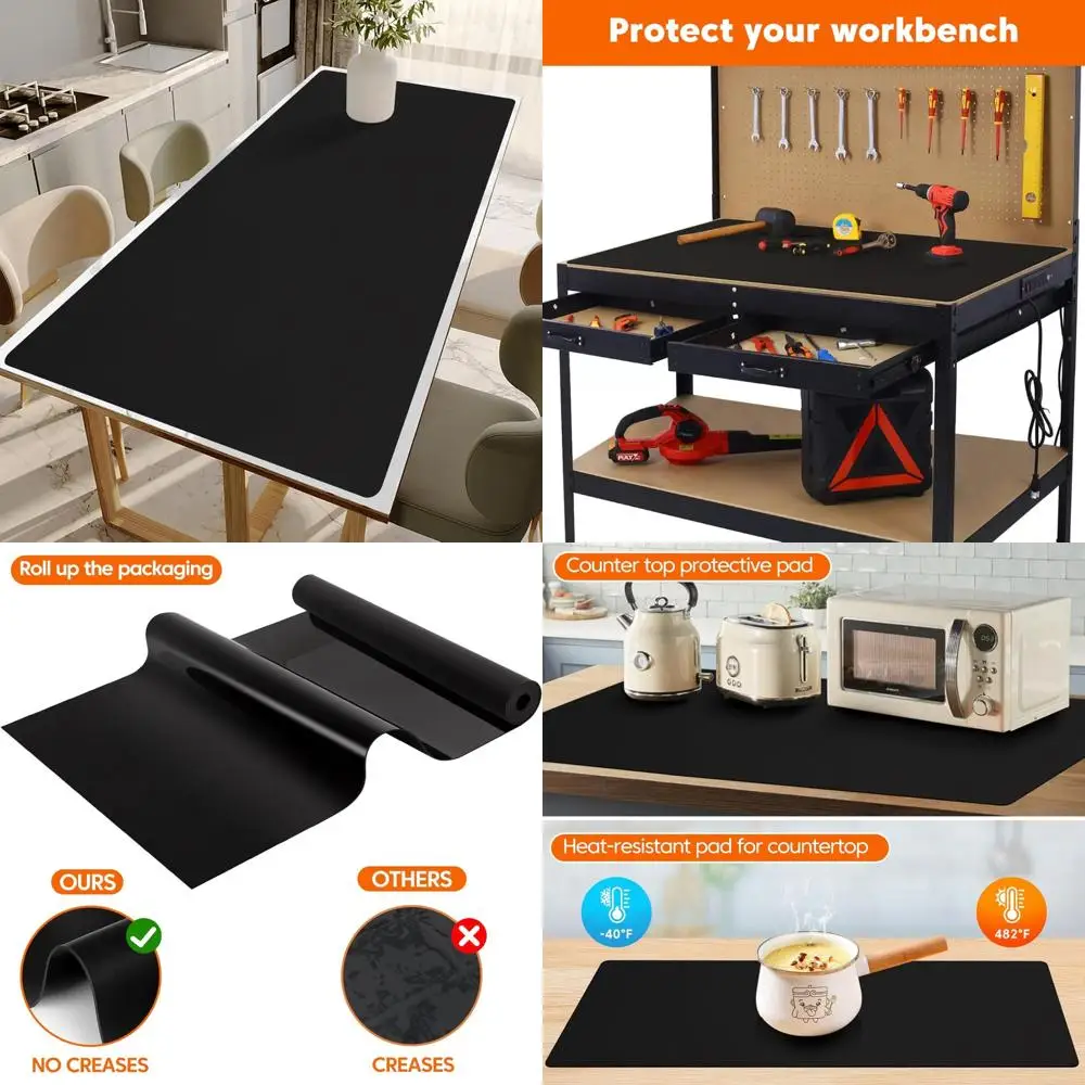 

Kitchen Silicone Mats Extra Large - Countertop and Dining Table Protector, Workbench Cover, Skin-Friendly Surface, Durable and E