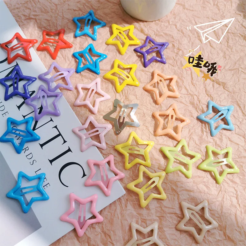 10pcs Colorful Star BB Hair Clips Girls Y2K Cute Star Barrettes Women Simple Metal Snap Clip Headdress Hair Jewelry Accessories