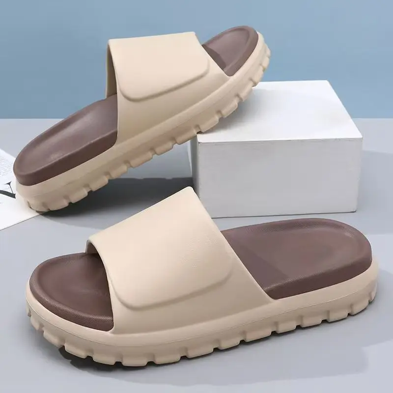 

Men's Thick Sole Outdoor Beach Slippers Summer New Unisex Open Toe Lightweight Non Slip Anti Odor Home Slippers Bathroom Slipper