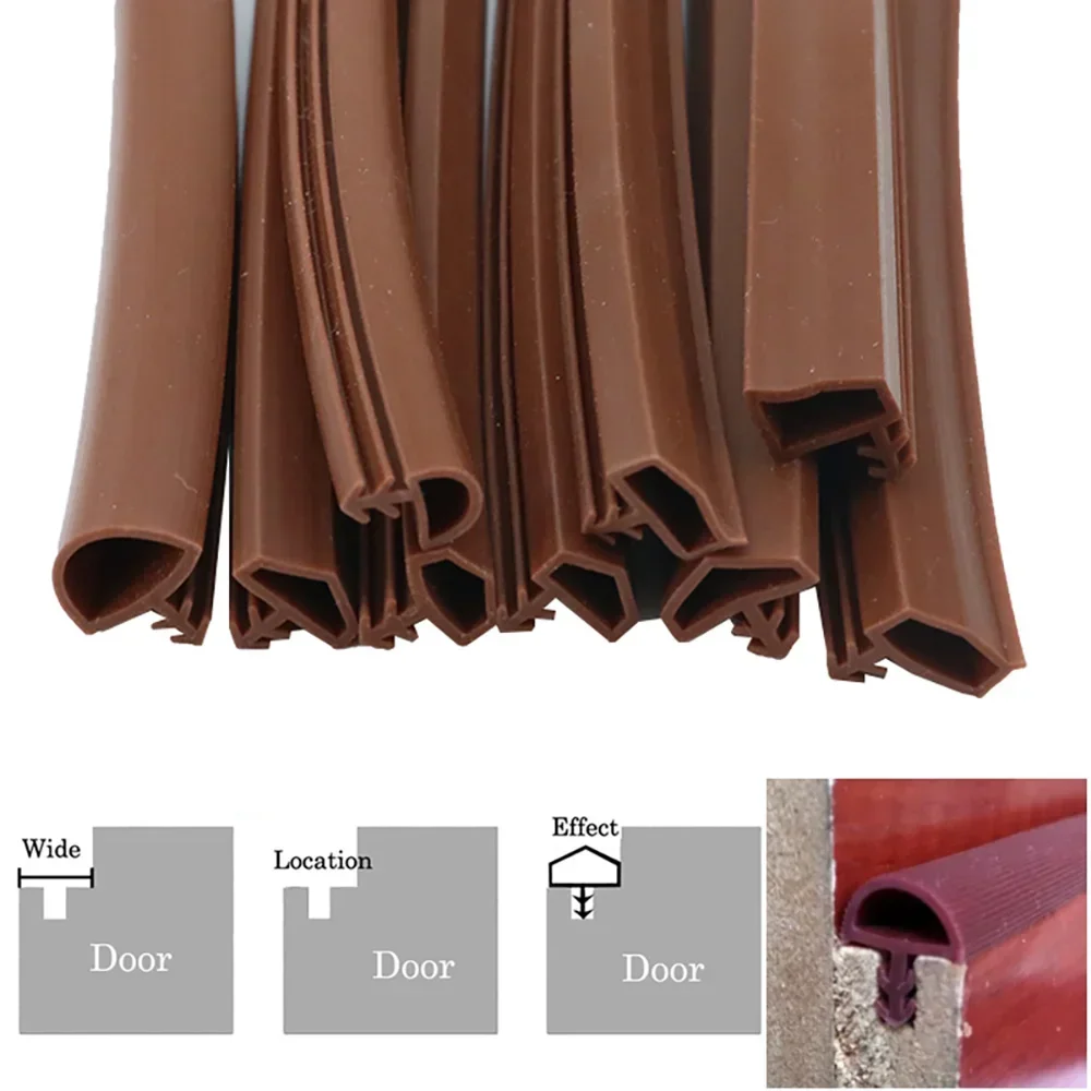 Silicone Wooden Door Seal Strip Wooden Doors Insert Slot Crash Bar Article Door Window Sealing Soundproof Windproof Card Slot