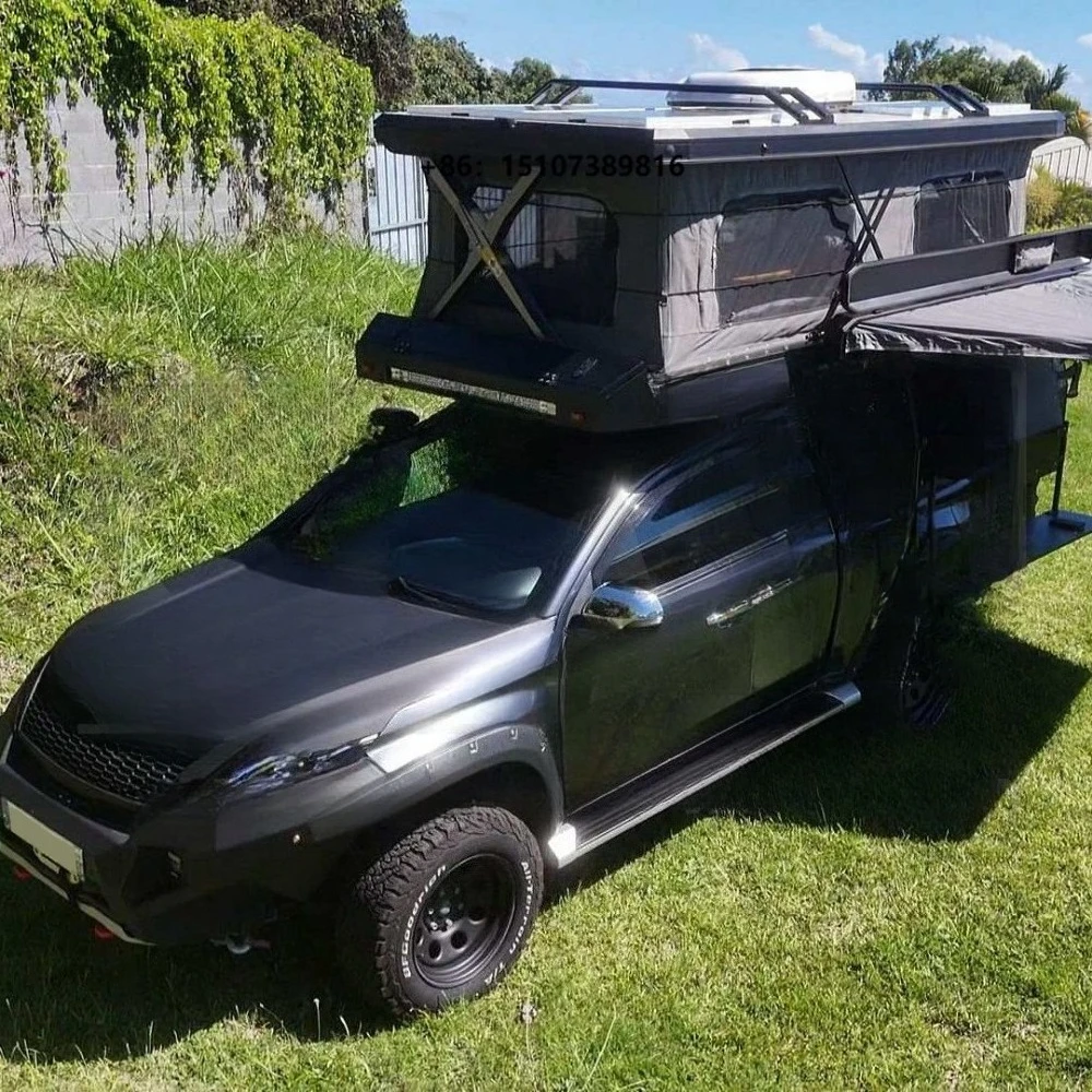 Qian Camper TP03 Custom Design Built-In Shower Interior Toilet Aluminum pop up Hard Side Truck Camper for Gladiator Ranger
