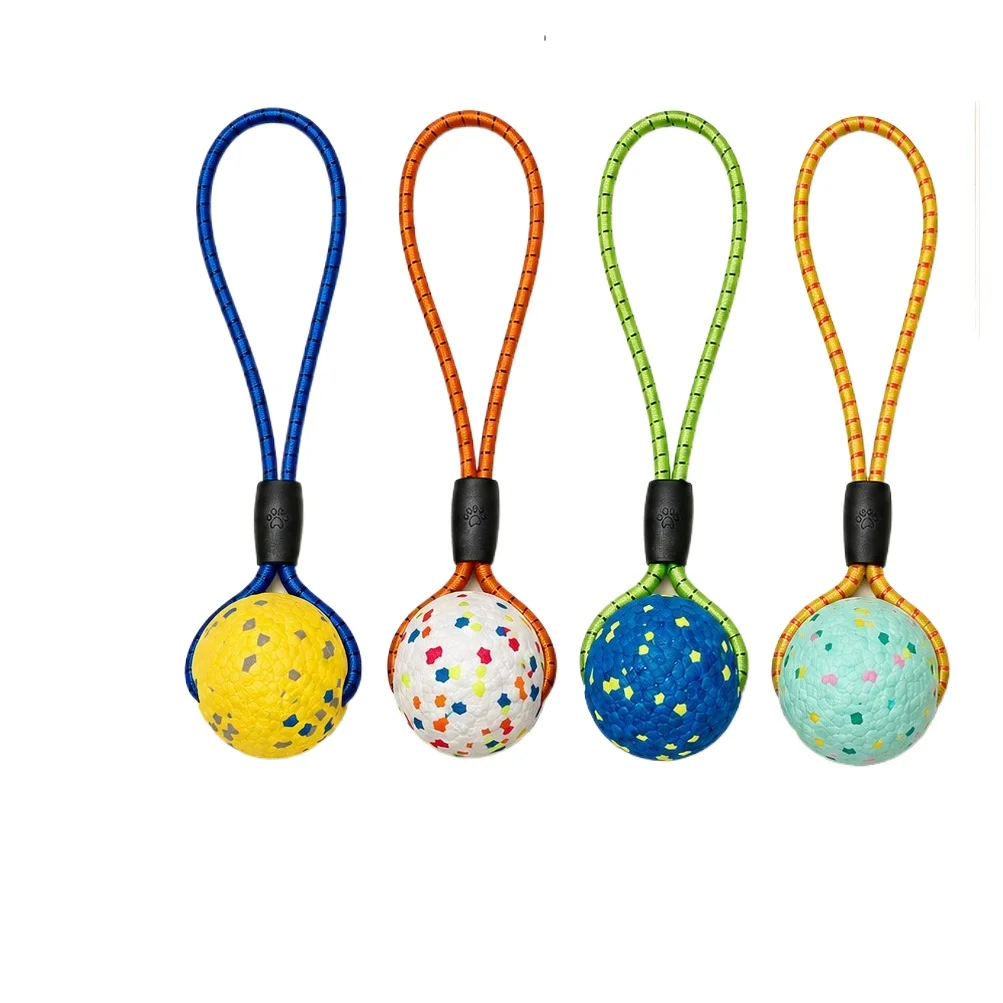 ETPU elastic rope ball pet toy for dog interaction tug-of-war throwing catching durable chew-resistant rebounding training ball