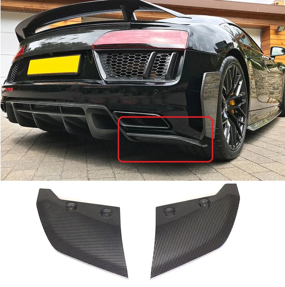 

2PCS Real Carbon Fiber Car Rear Canard Bumper Splitter Parts For Audi R8 V10 2016-2019