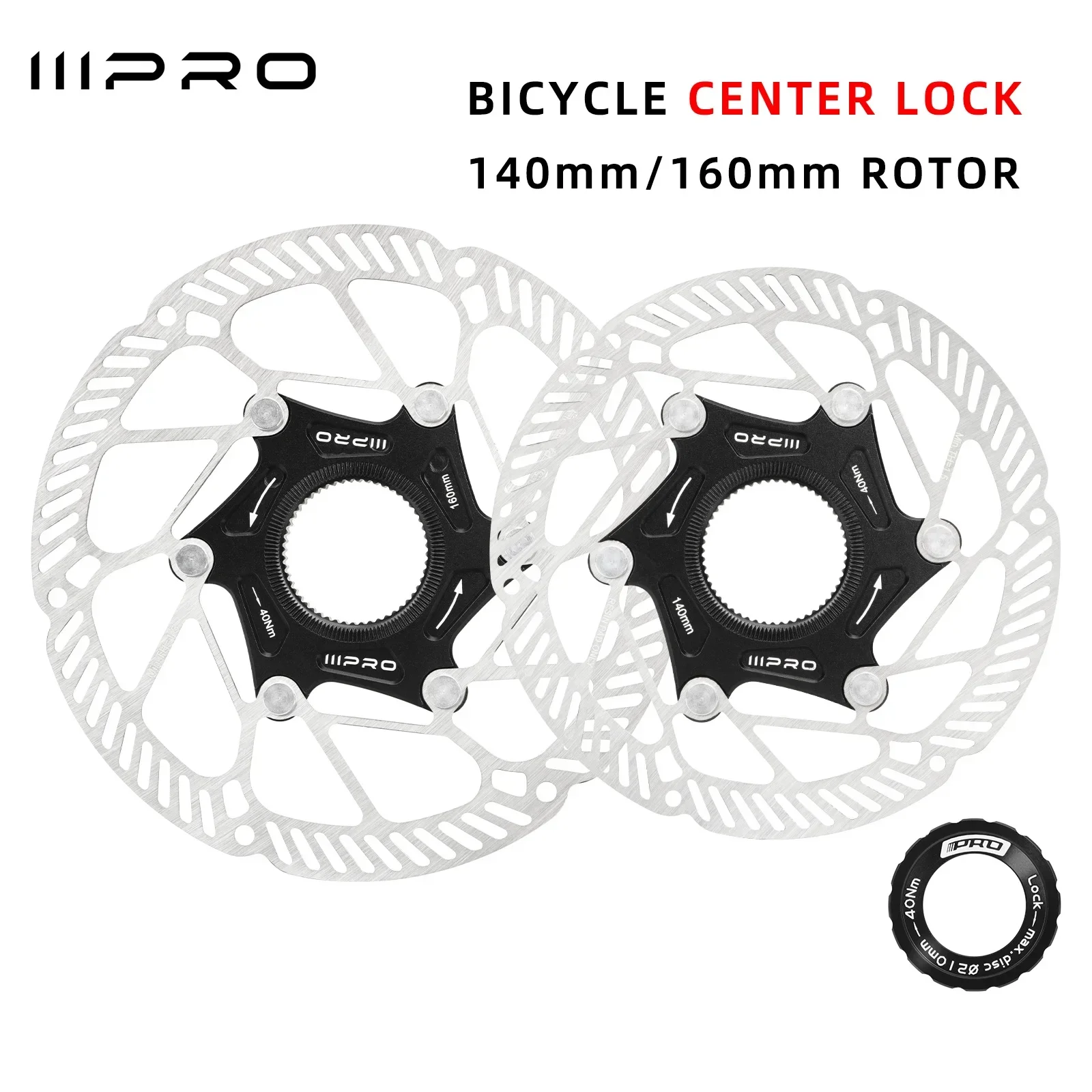 IIIPRO Ultraleichter 6-Bolzen/Center-Lock Bremsscheiben-Rotor 140/160mm 1,8mm Dicke Hohlscheibe für Rennräder und Mountainbikes