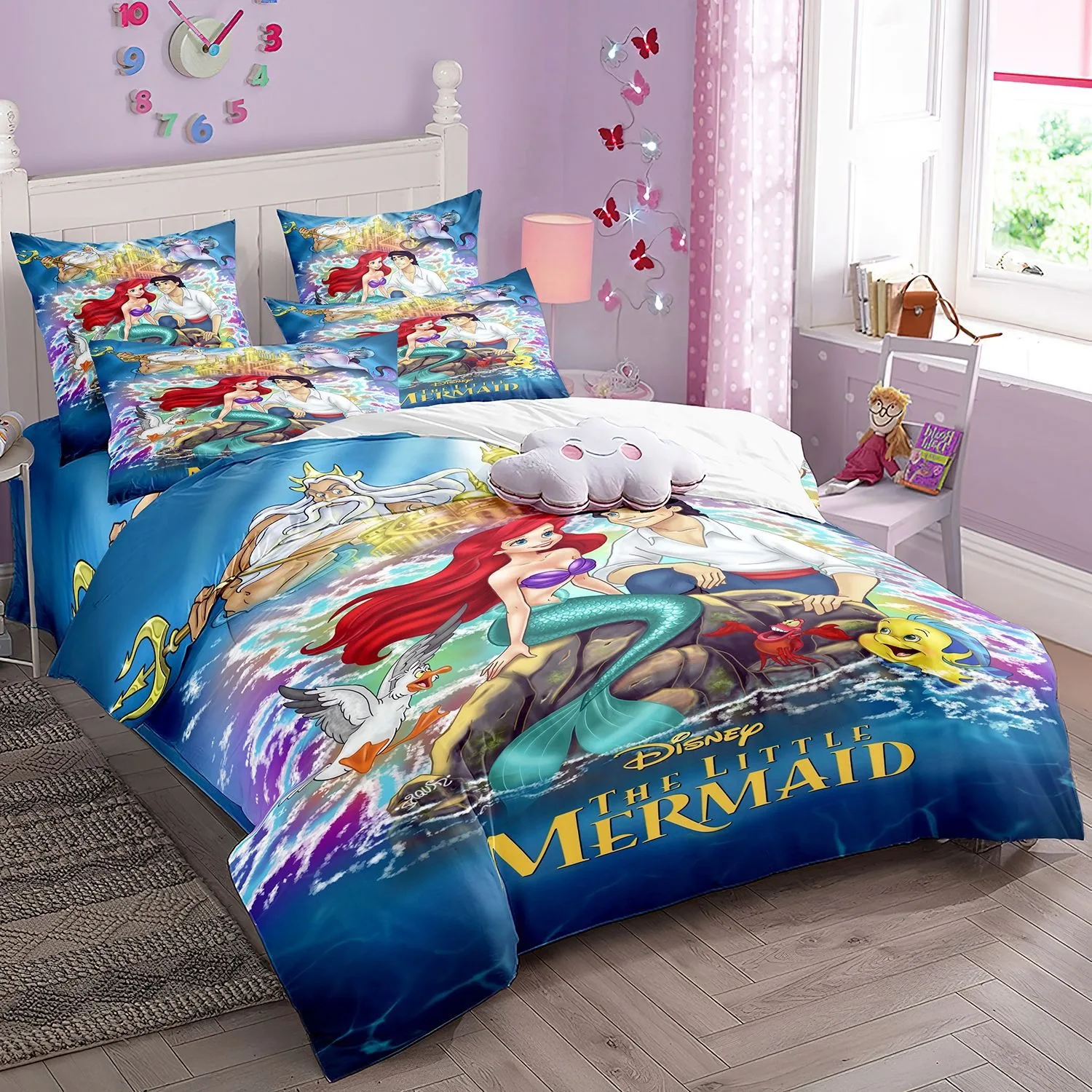 The Little Mermaid Bedding Set,Mermaid Princess Bedding Set,Disney Ariel Princess Duvet Cover for Boy Girl Bedroom Decoration