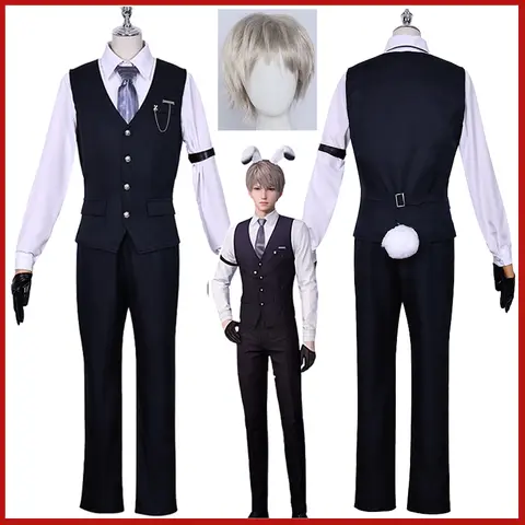 Gioco Deacon Xavier Costume Cosplay Anime Love and Deepspacee Festa di Carnevale per Adulti Comic Con Outfit Parrucca Boyfirend Bunny Set Completo