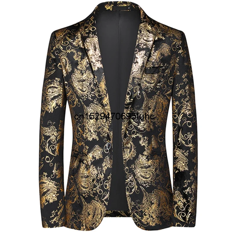 2024 Fashion New Men's Casual Boutique Business Bronzing Design Evening Dress Suit / Male Slim Fit Blazers Jacket Coat