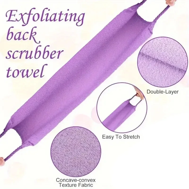 4-Color Options Exfoliating Bath Scrubber Glove Stretchable Full Body Scrub Towel for Back And Body - Daily Bathroom Supplies