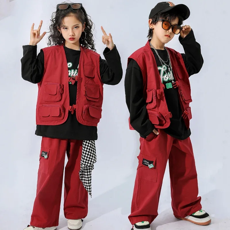 Trajes de Dança Hip Hop Infantil, Colete Solto Infantil, Roupas Hip Hop, Performance Jazz, Roupas de Palco Rave, Meninas e Meninos