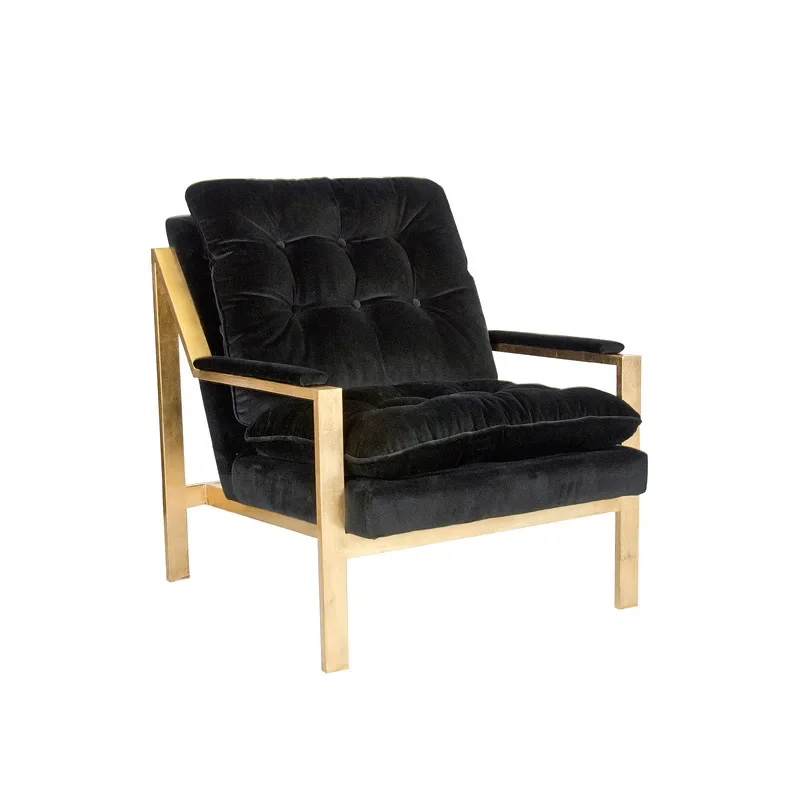 American light luxury stainless steel/gold/silver foil s ofa chair, villa/model roo m/Am erican fu rniture