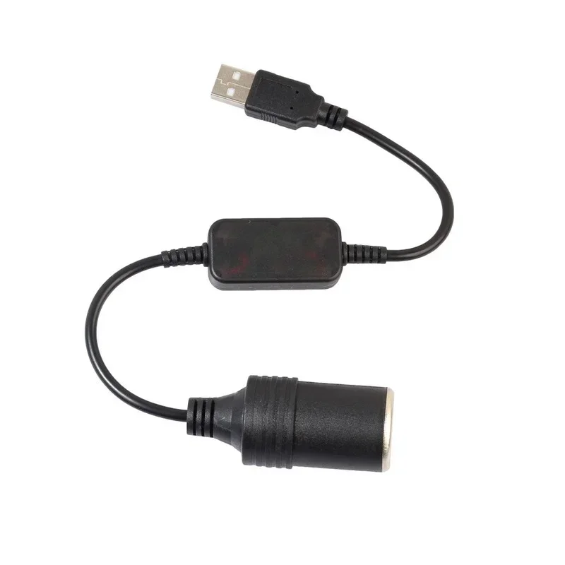อะแดปเตอร์แปลงที่ควบคุมแบบมีสายพอร์ต USB เป็น12V ที่จุดบุหรี่ในรถยนต์สายไฟตัวเมียสำหรับธนาคารพลังงาน Xiaomi DVR