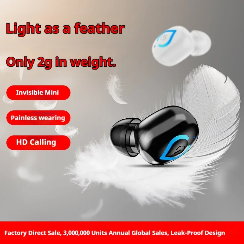 Mini Wireless Bluetooth Headphones With Microphone In-ear Single Earphones Handsfree Noise Canceling Headset For Game Driving view 4