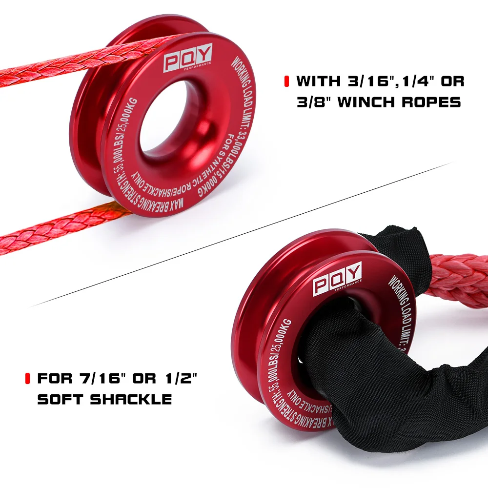 55000lbs Winch Rope Synthetic Soft Shackle+Recovery Ring Set Rugged Shackles With Protective Sleeve for Truck Vehicle Recovery