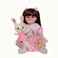 NPK 22inch Full Body Soft Silicone Vinyl Reborn Toddler Girl 3D Skin Visible Veins Hand Rooted Hair Collectible Art Doll