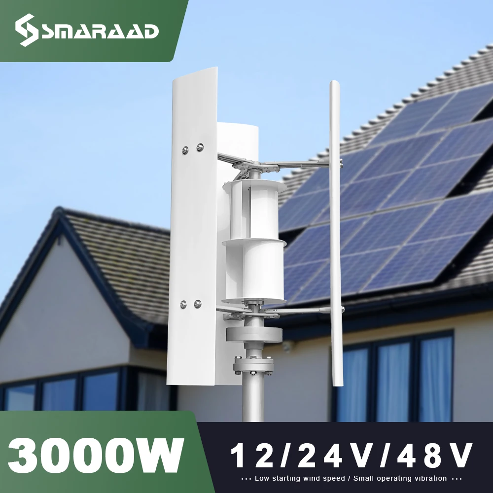 

3000W Vertical Wind Turbine 12V/24V/48V Low Noise Free MPPT Controller Duty-Free Delivery In Poland