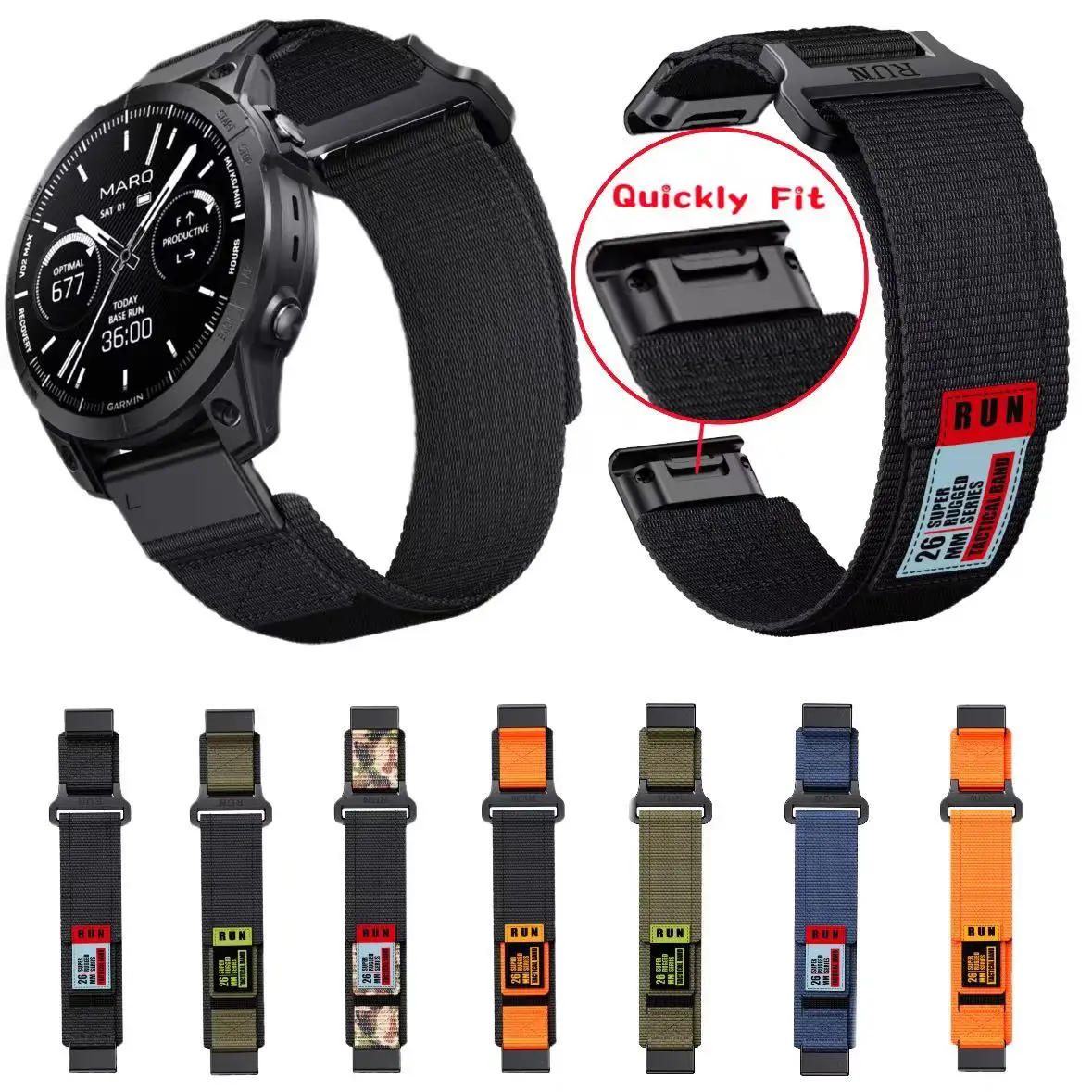 

Quick Fit 22 26mm Nylon Quick Fit Strap for Garmin Fenix 7X 7 Pro Fenix 6X 6 5X 5Plus Tactix 7 Forerunner 965 955 Enduro 2 Loo