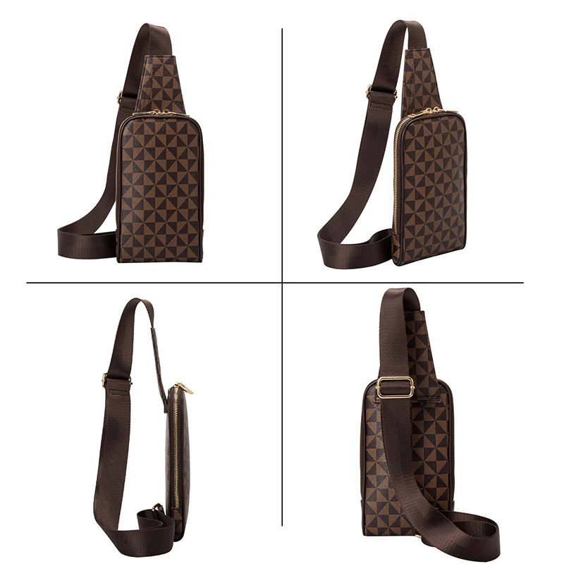 حقائب صدر صغيرة رفيعة فاخرة للرجال حقيبة كروس للنساء حقيبة حبال مصممة على الصدر حقيبة كتف عصرية للرحلة القصيرة للجنسين #6