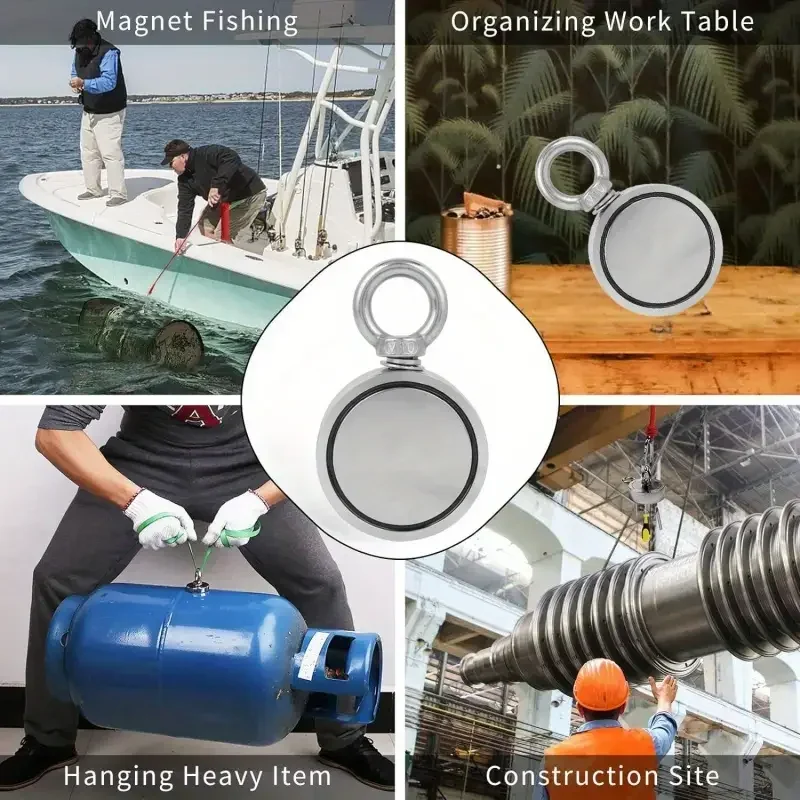 Double Sided Fishing Magnets With Strong Pulling Force, Neodymium Magnet Kit for Magnetic Fishing And River Lake Hunting