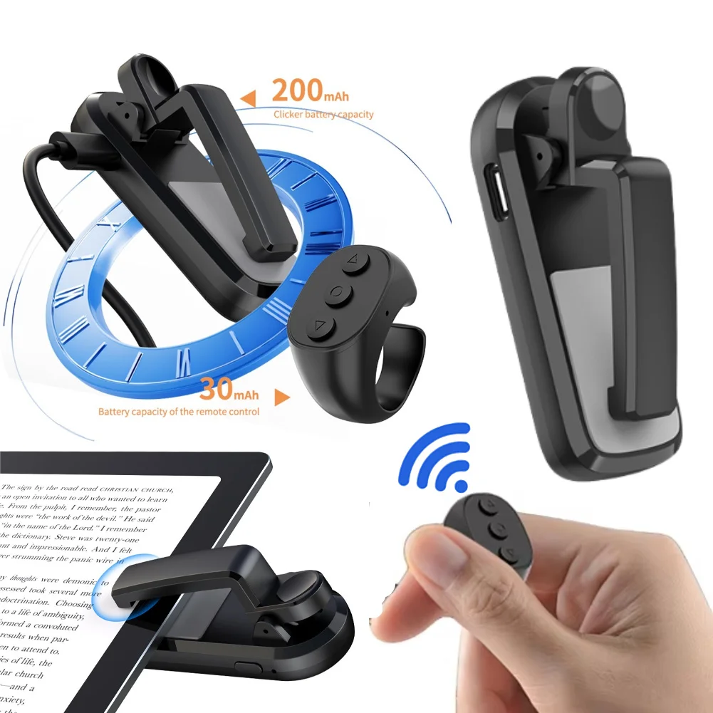 Remote Control Page Turners Lightweight Fingertip Ring RC Page Turners Camera Remote Clicker for E-book Clicker Accessory