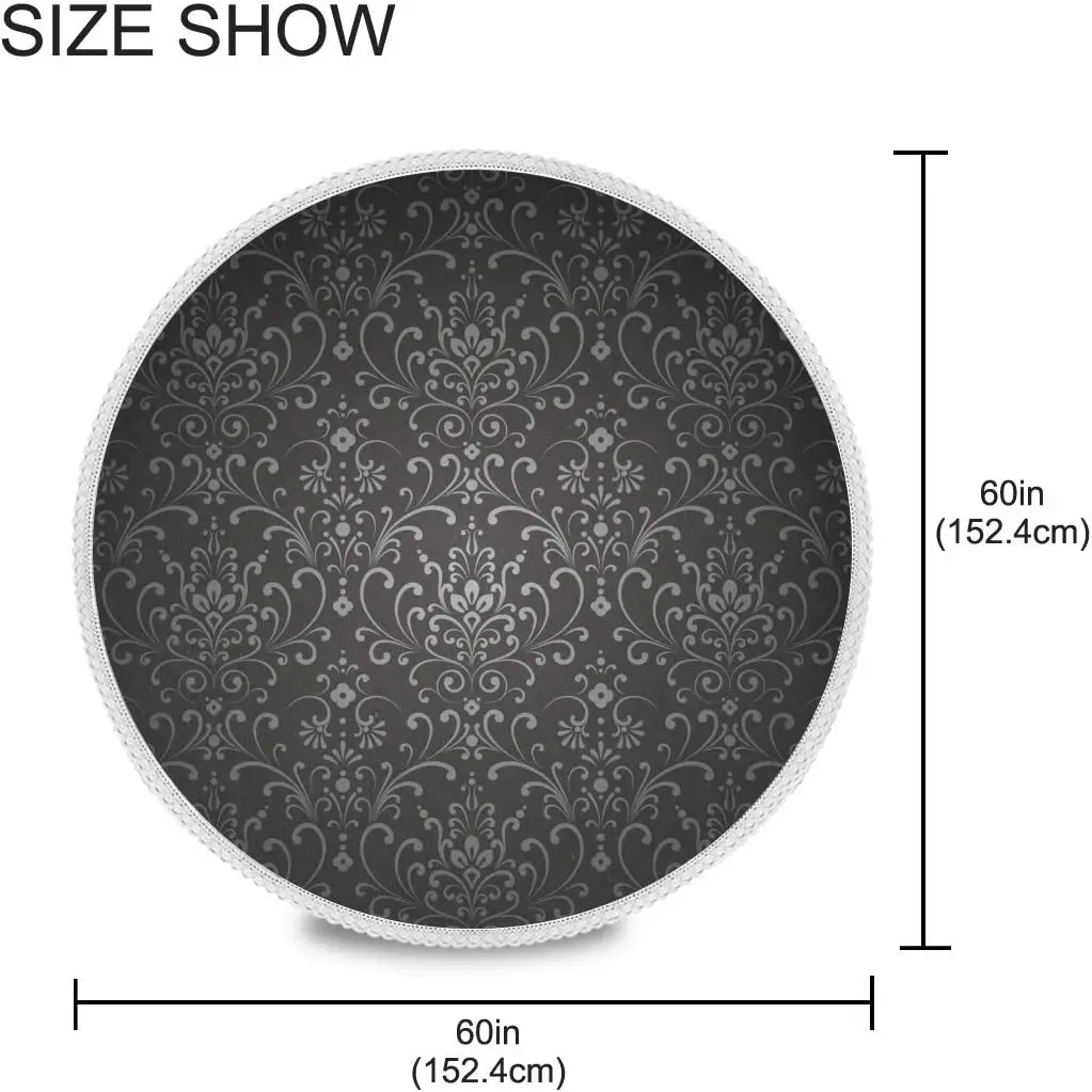 Round Table Cloth Flowers Gothic Table Cover Crease-Resistant Heat-Resistant Printed lace Tablecloth for Washable Dining Decor