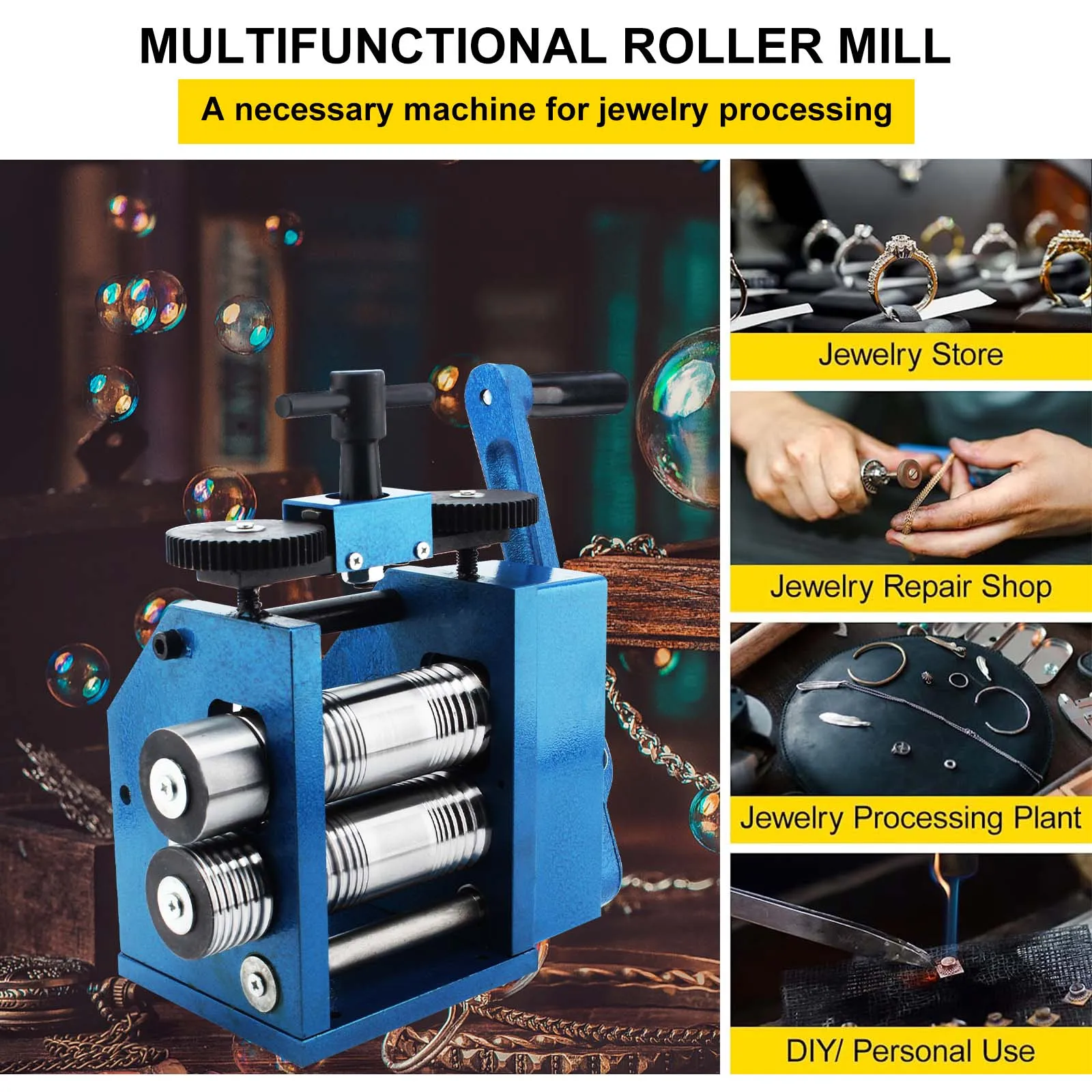 Manual Jewelry Rolling Mill Machine, Wire Roller & Press, Metal Sheet, Square & Semicircle Patterns