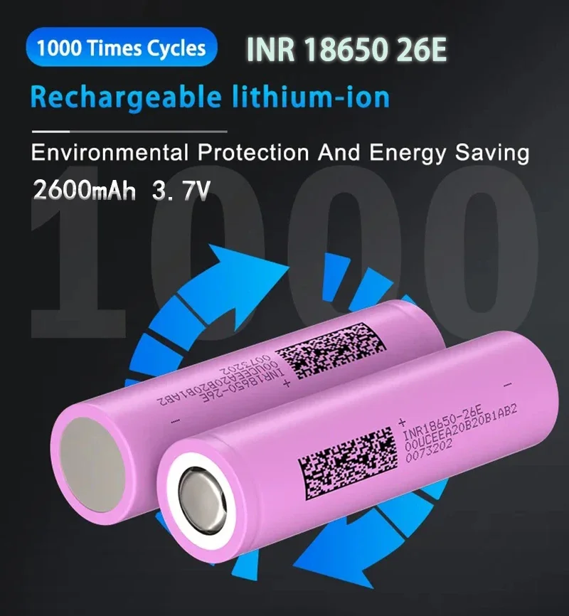INR18650-26E Battery Genuine 18650 2600mAh 3.7V 20A Rechargeable 18650 Lithium Ion Battery for Toys Power Tools Flashlight