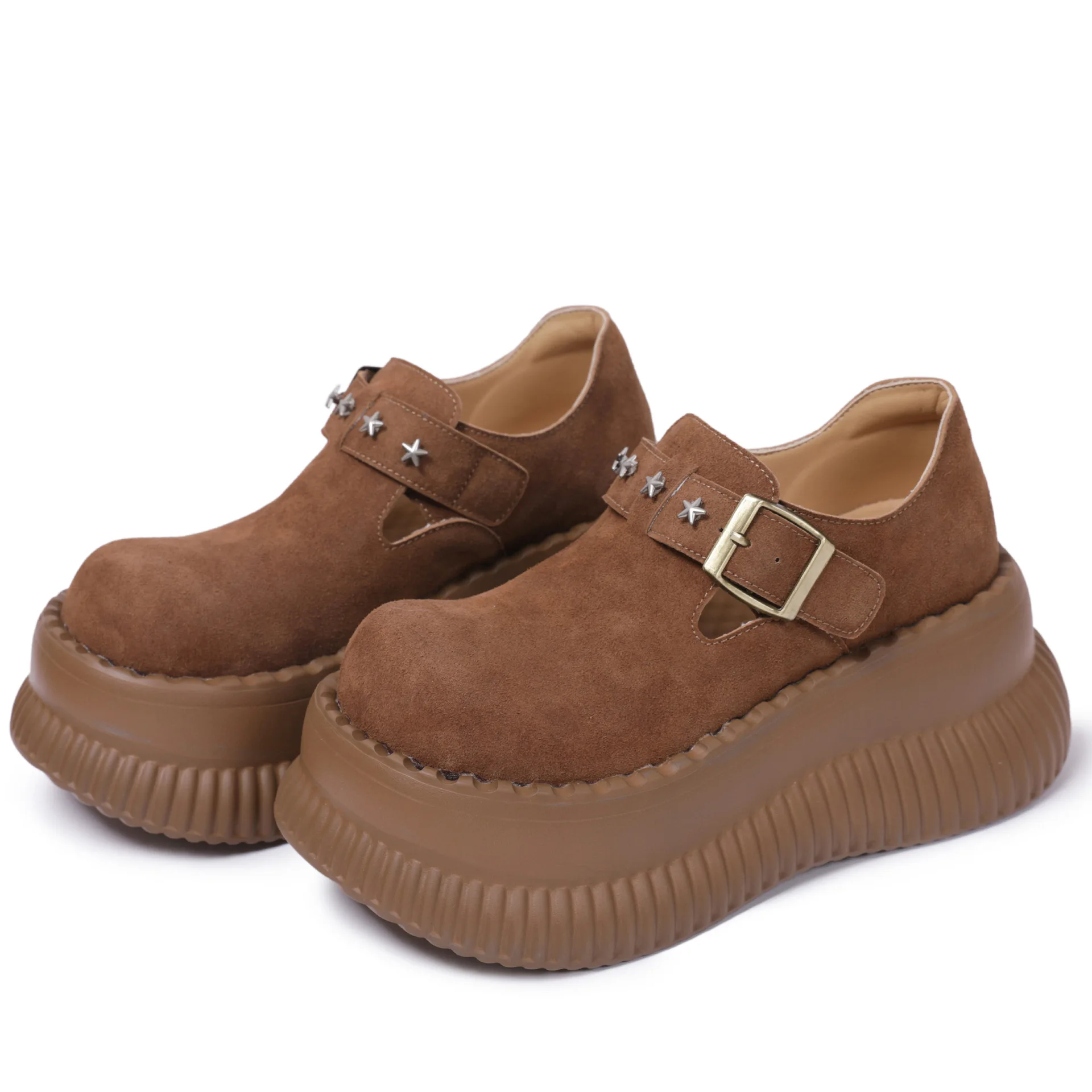 

7cm Fashionable Retro Platform Shoes for Women Comfortable Heightening Bag Head Women's Shoes Thick Sole Sneakers Zapatos Mujer