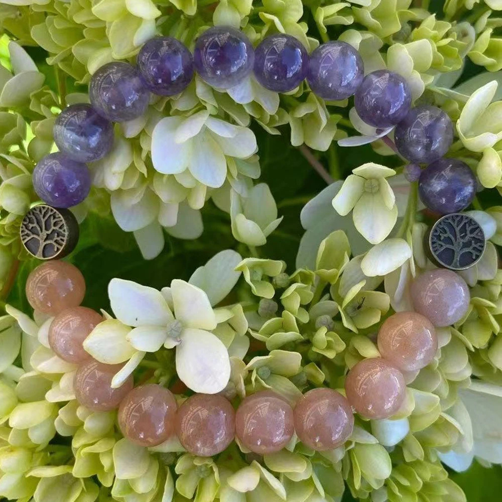 MG2141 New Design 8 MM Dream Amethyst AAA Grade Sunstone Tree Of Life Bracelet Fashion Womens Stress Relief Wrist Yoga Mala