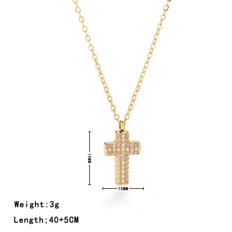 Fashion Female Religion Cross Pendant Necklace Stainless Steel Clavicular Chain Prayer Vintage Jewelry Gift