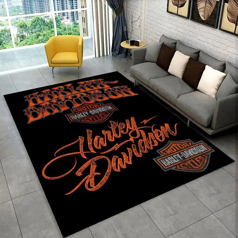 Retro H-Harleys Racing Moto Non-Slip Area Rug for Living Room,Bedroom,Playroom,Soft Carpet Floor Mat Home Decor Rug  Room