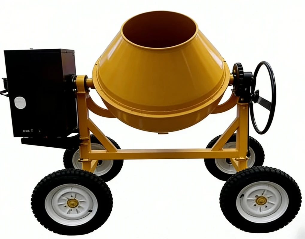Diesel Electric Small Drum Mixer Vertical Portable Hand-pushed Mobile Concrete Mixer Tank 8HP Motor 5M/H Productivity 350L