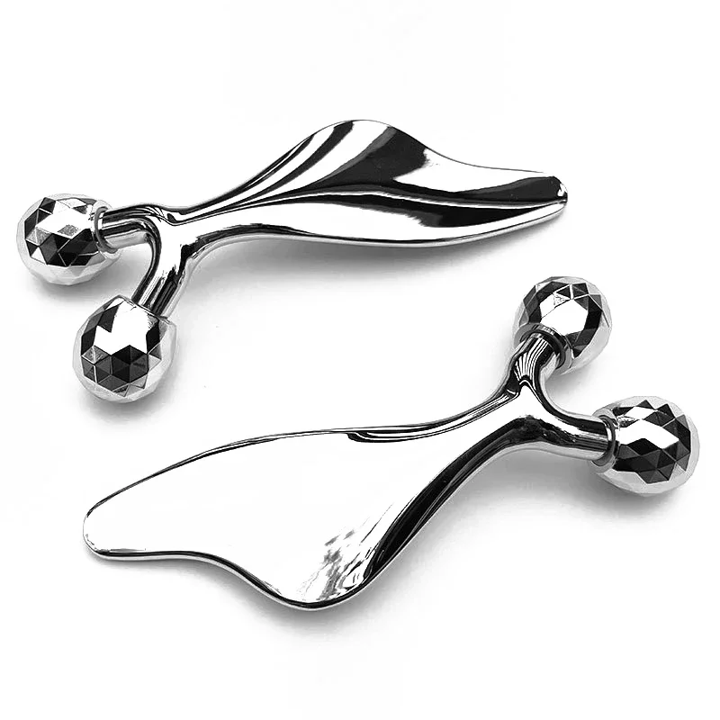 2 IN 1 3D-Gesichtsmassagegerät und Gua Sha-Massagegerät, kalter Roller für Gesicht, Augen, Kinnlift, Straffung der Haut, Werkzeug, Bildhauerei, Schönheitswerkzeuge