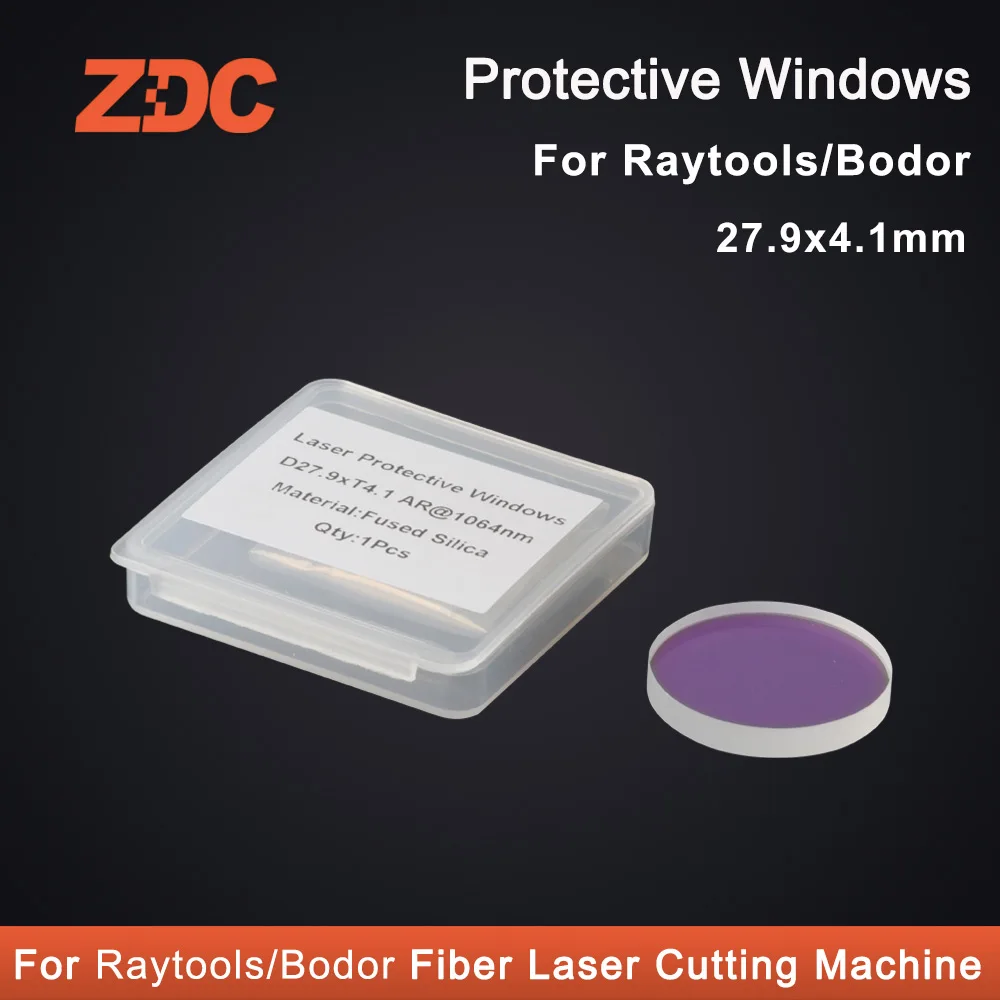 Imagem -02 - Raytools Fibra Laser Lente Protetora Vidro 27.9*4.1 28*4 mm para Raytools Bodor Fibra Laser de Corte 10 Peças Lote