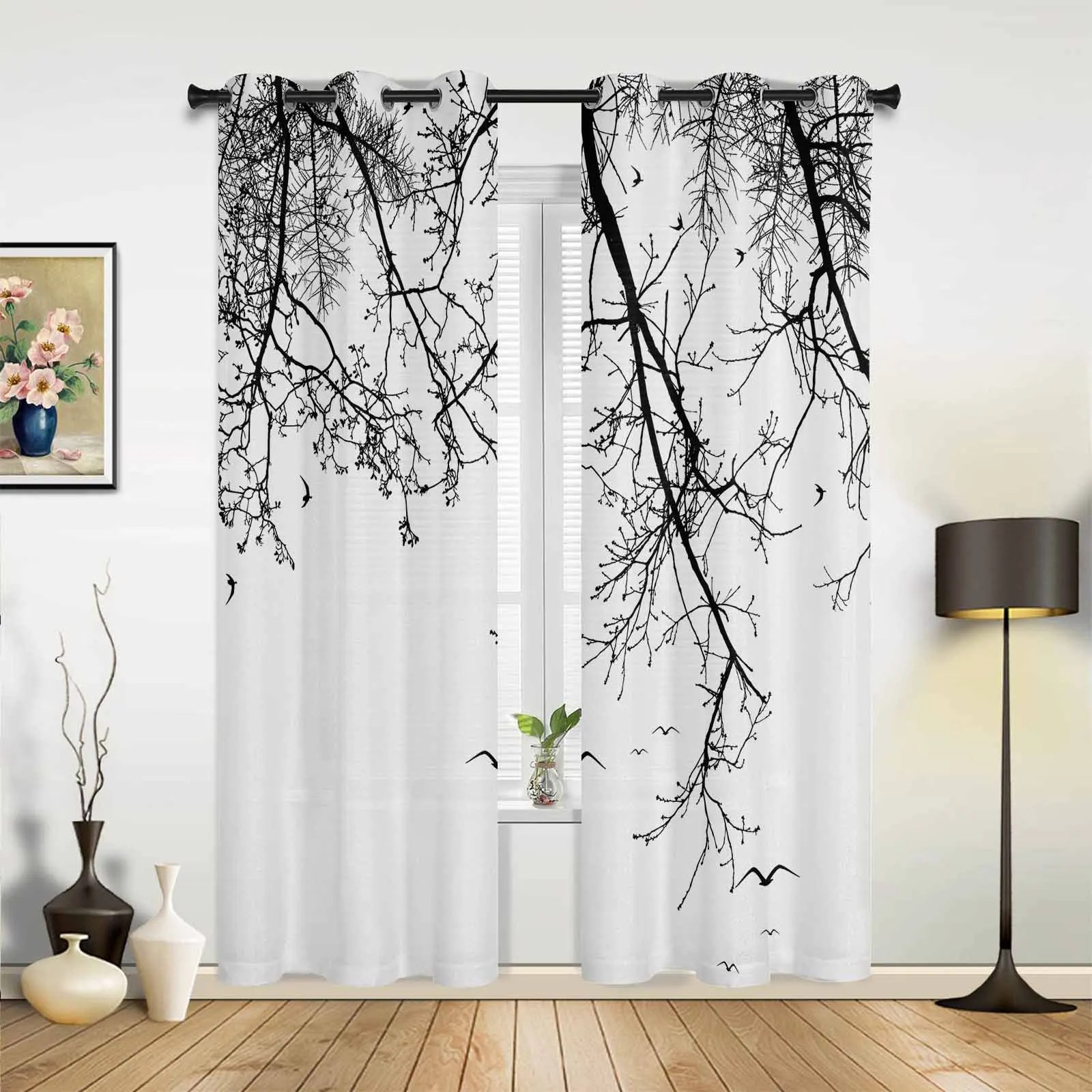 Branches Birds Animals Window Curtains for Living Room Luxury Bedroom Curtain Kitchen Blinds Drapes Curtains