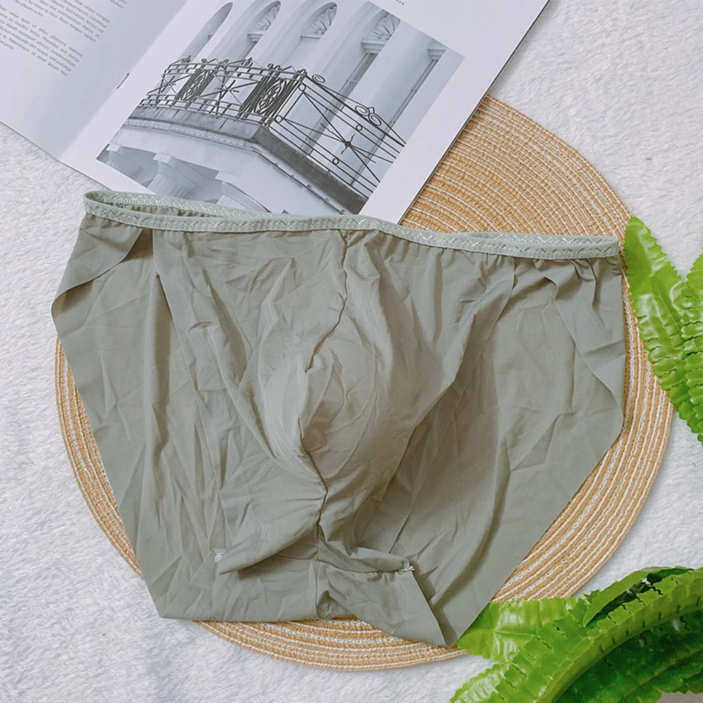 

Men Low-rise Lightweight Underwear Sheer Seamless Ice Silk Briefs Lingerie Shorts U Convex Pouch Soft Elastic Panties
