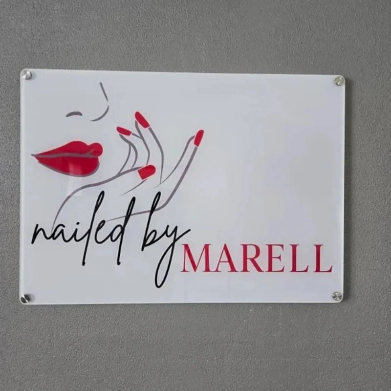 

Custom Business Sign UV Printed Logo Acrylic Perspex Plates Beauty Salon Studio Wall Aesthetic Art Decor Office Backdrop Signage