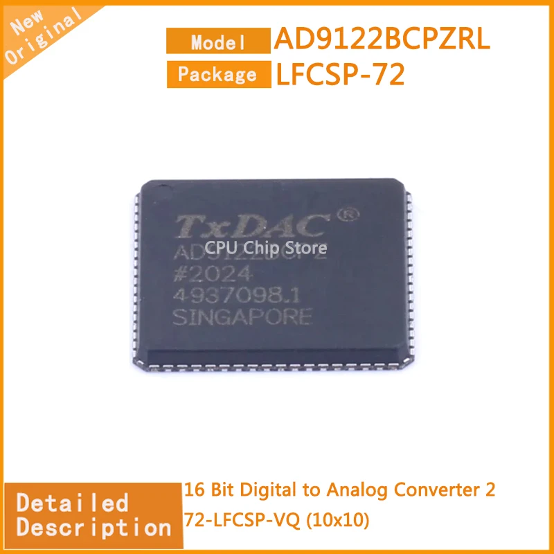 

5Pcs/Lot New Original AD9122BCPZRL AD9122 16 Bit Digital to Analog Converter 2 72-LFCSP-VQ (10x10)