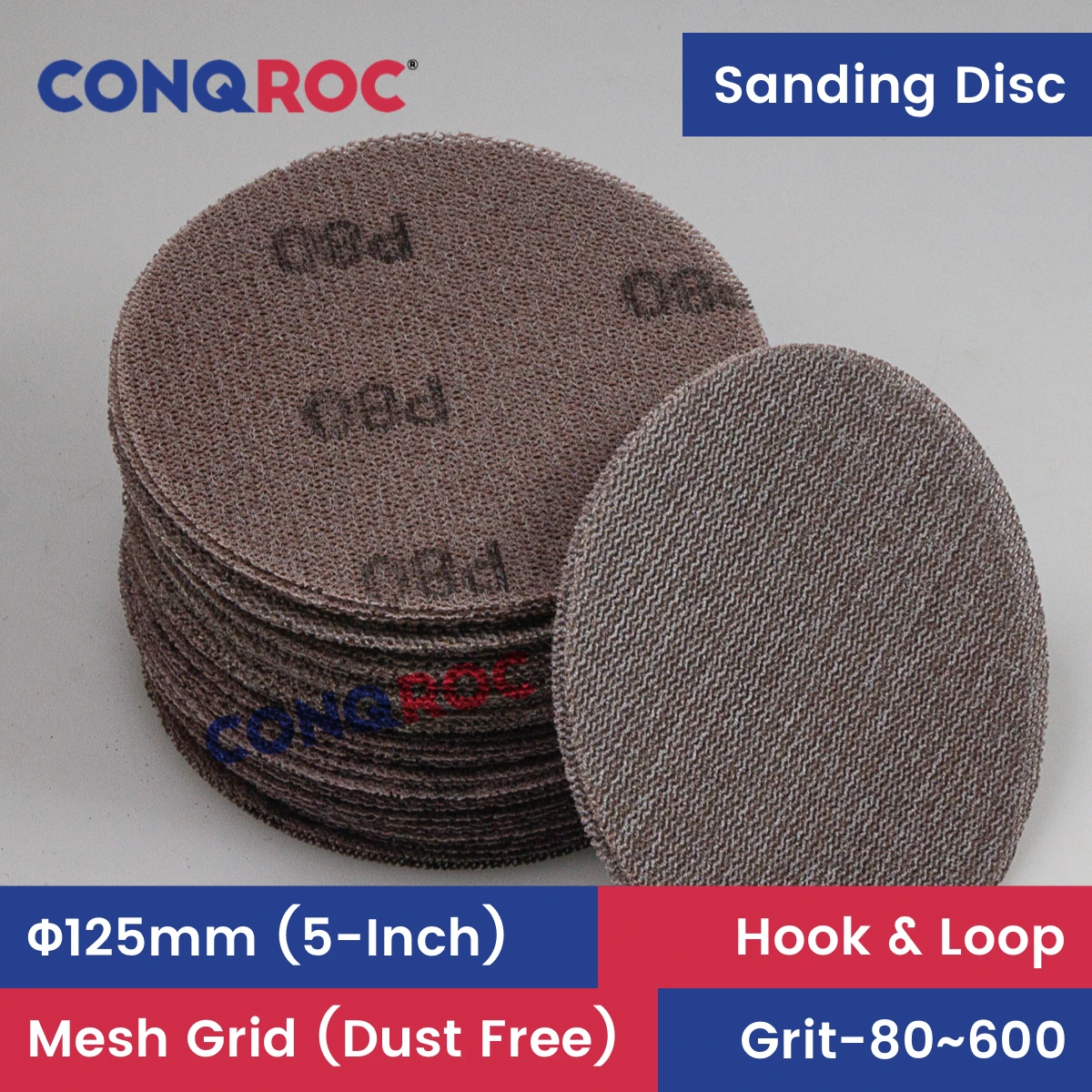 

50 Pieces 125mm 5-Inch Mesh Grid Sanding Discs Dust Free Dry Sandpapers Hook and Loop Grit 80~600