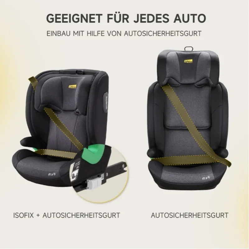 Der I-Size R129 Kindersitz ist für Kinder im Alter von 3,5 bis 12 Jahren (100-150 cm) geeignet. Es verfügt über eine verstellbare Rückenlehne, Kopfstütze, Seitenaufprallschutz, ein leichtes Design und