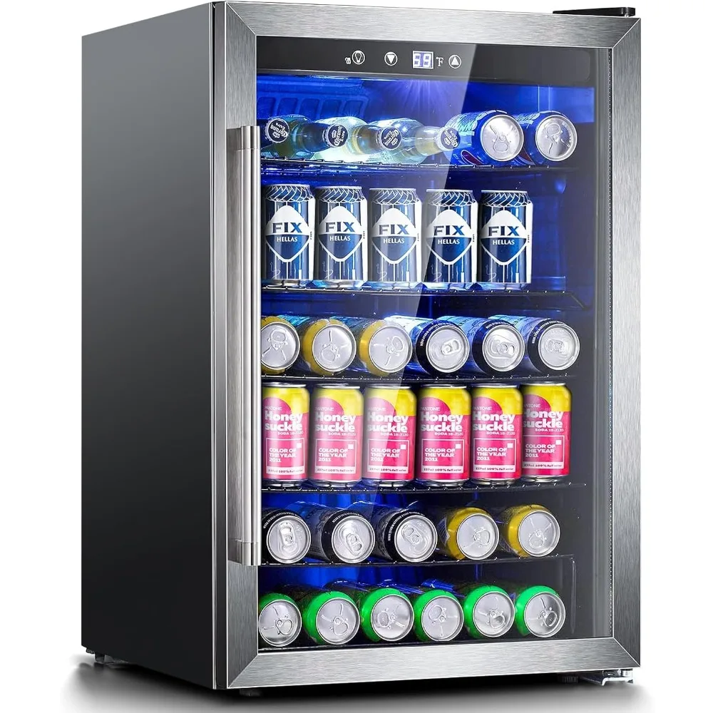 

Beverage Refrigerator, 145 Can Mini Fridge with Glass Door and Touch Screen, 4.5 Cu.ft Refrigerator Display Case