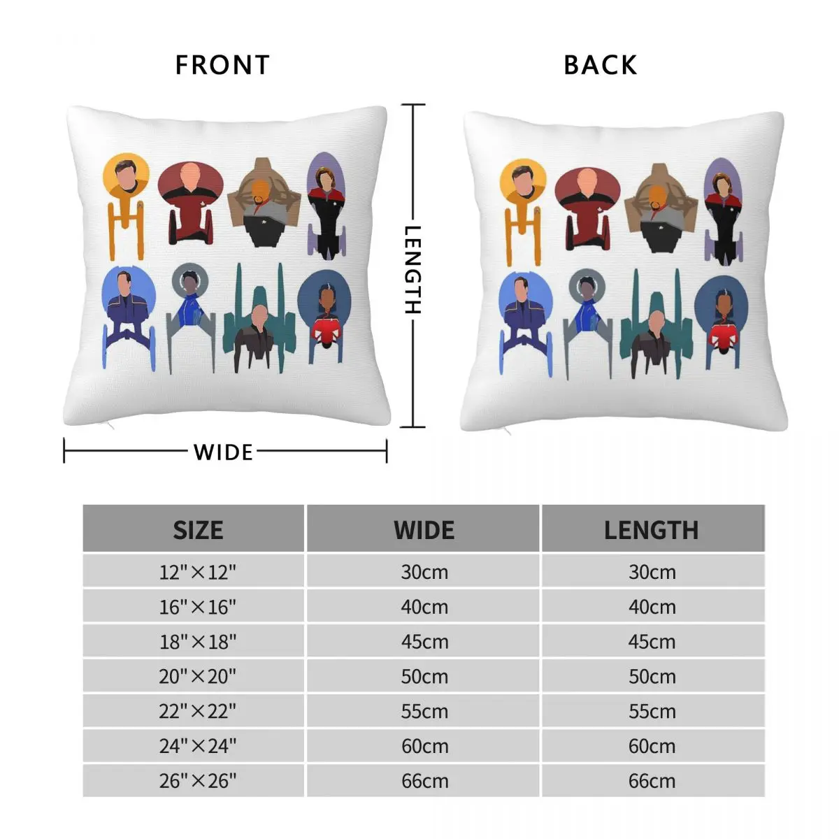 Memory Alpha Starfleet Captains Pillowcase Polyester Linen Velvet Creative Zip Decor Pillow Case Home Cushion Cover