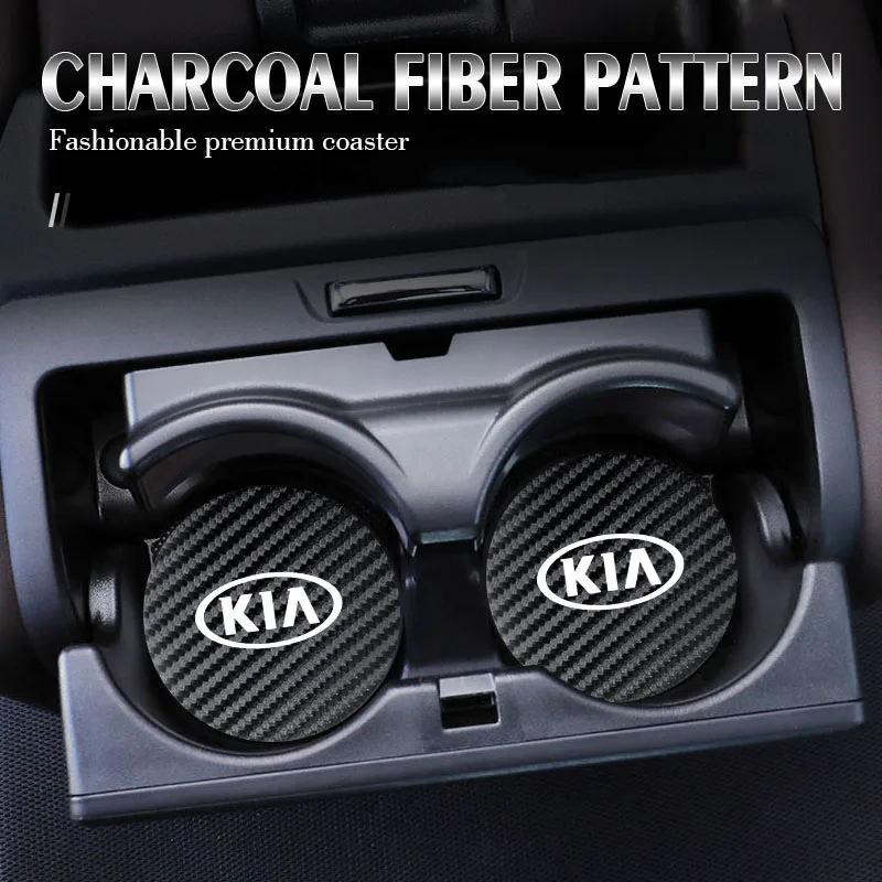 2Pcs Leather Coaster Anti-noise Water Cup Pad Cushion For Kia Sportage Ceed Picanto Rio ProCeed Niro Forte 5 3 4 K7 K5 K8 K3 K9