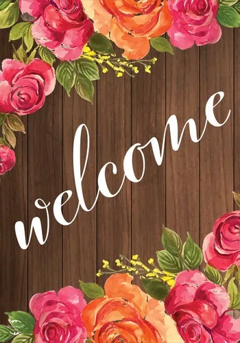 Welcome Floral Farmhouse Spring House Flag Roses Rustic 28