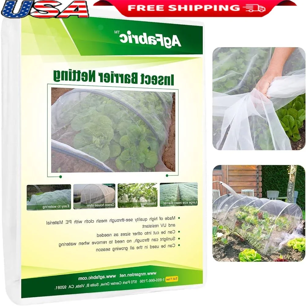 Garden Pest Barrier Netting Insect Bird Mesh Cover Vegetables Fruits Trees Plants Protection Breathing Fine Mesh 10x30 ft