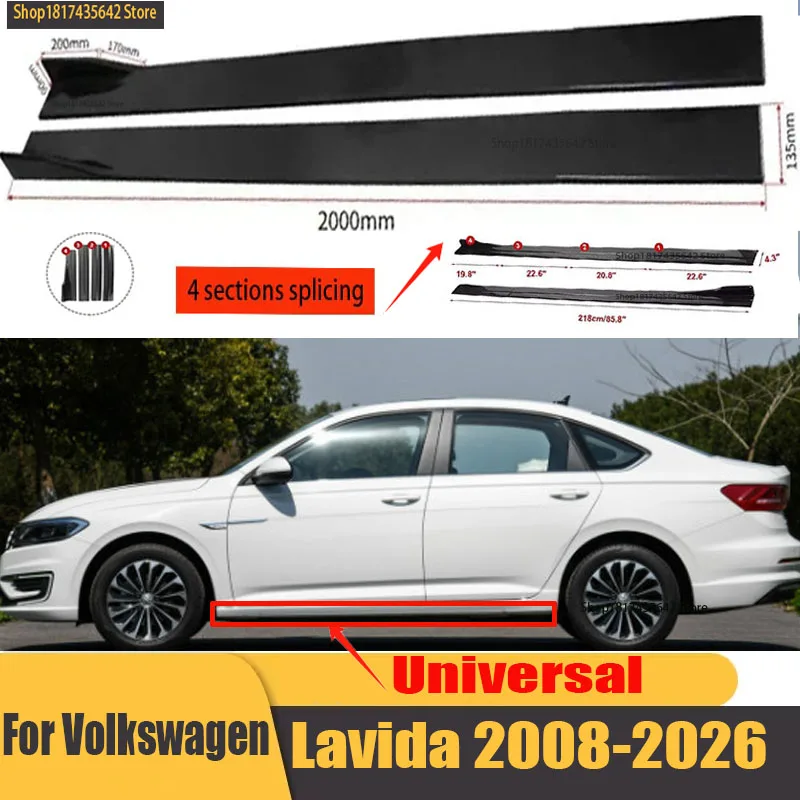 

Universal 2.2m Side Skirts Extension Rocker Splitters Diffuser Winglet Wings For VW Lavida Polo Tiguan Passat Golf Jetta