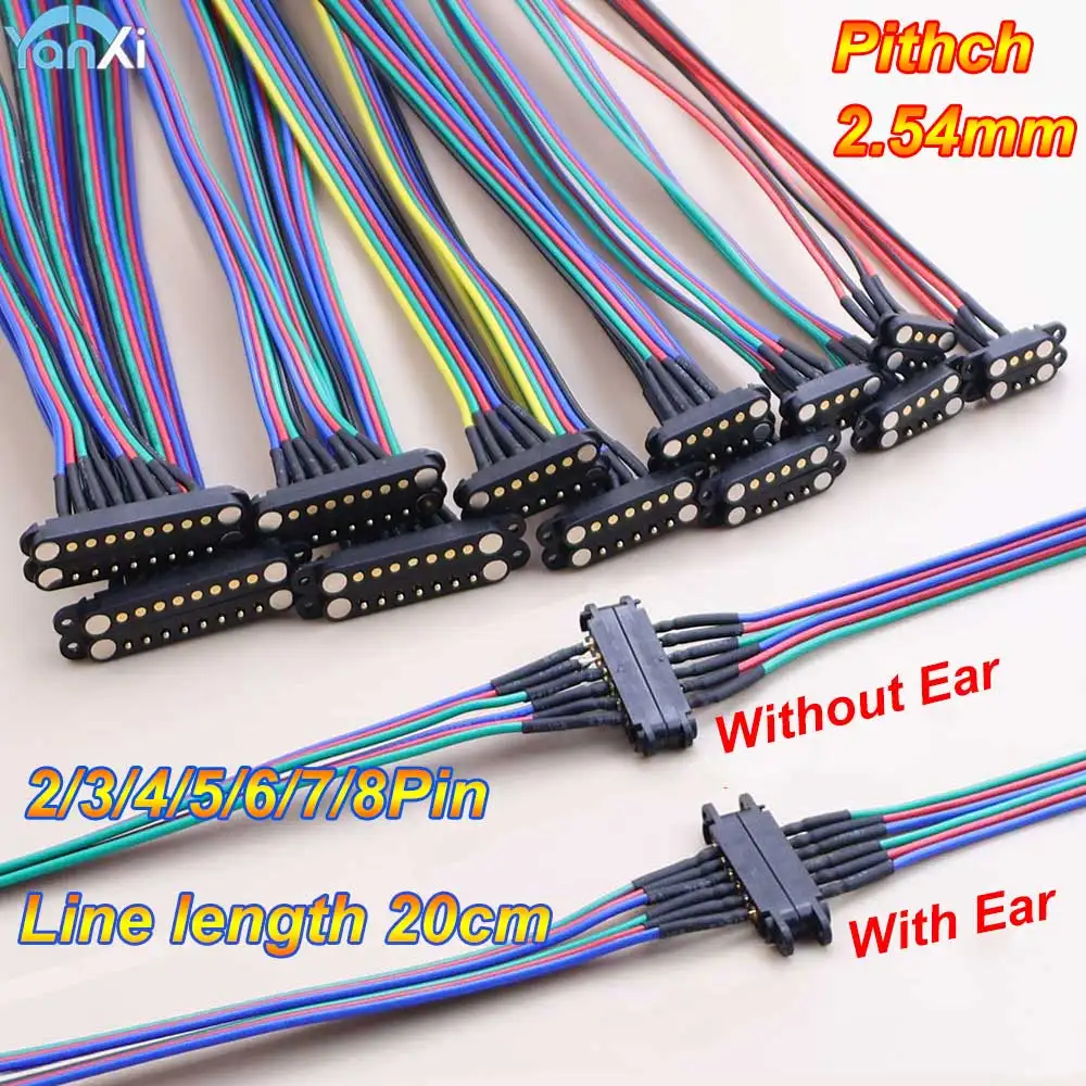 1Pair 2A DC Magnetic Pogo Pin Connector Spring Loaded Male Female 2.54mm Pitch 2/3/4/5/6/7/8 Pin Through Holes PCB BTB Connector