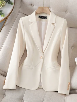 Blazer formale da donna da ufficio donna Beige caffè nero da lavoro femminile giacca sottile da lavoro per l'autunno inverno