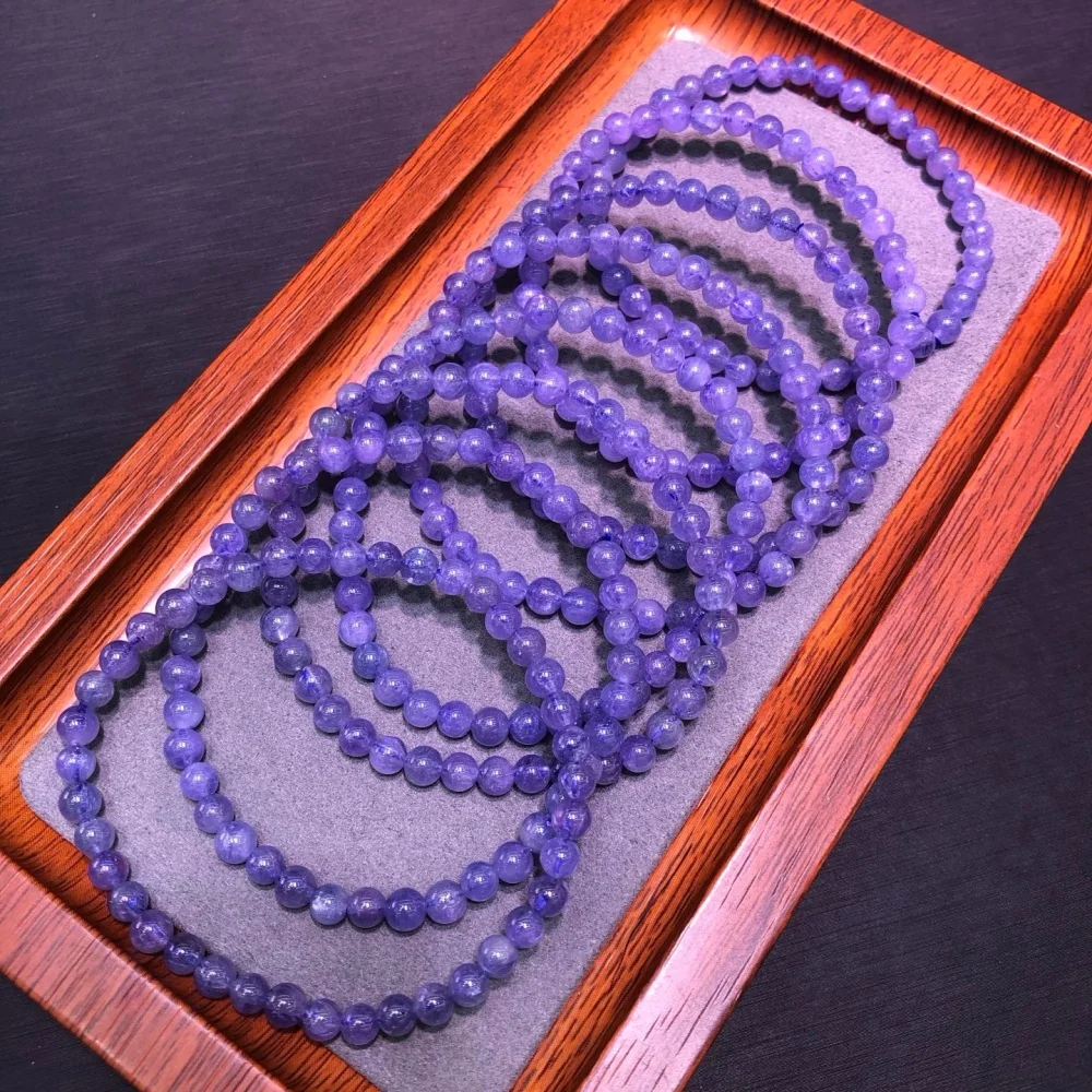 1PCS 4mm Natural Tanzanite Quartz Bracelet for Men And Women Handmade Colorful Charm Yoga Healing Fashion Accessory