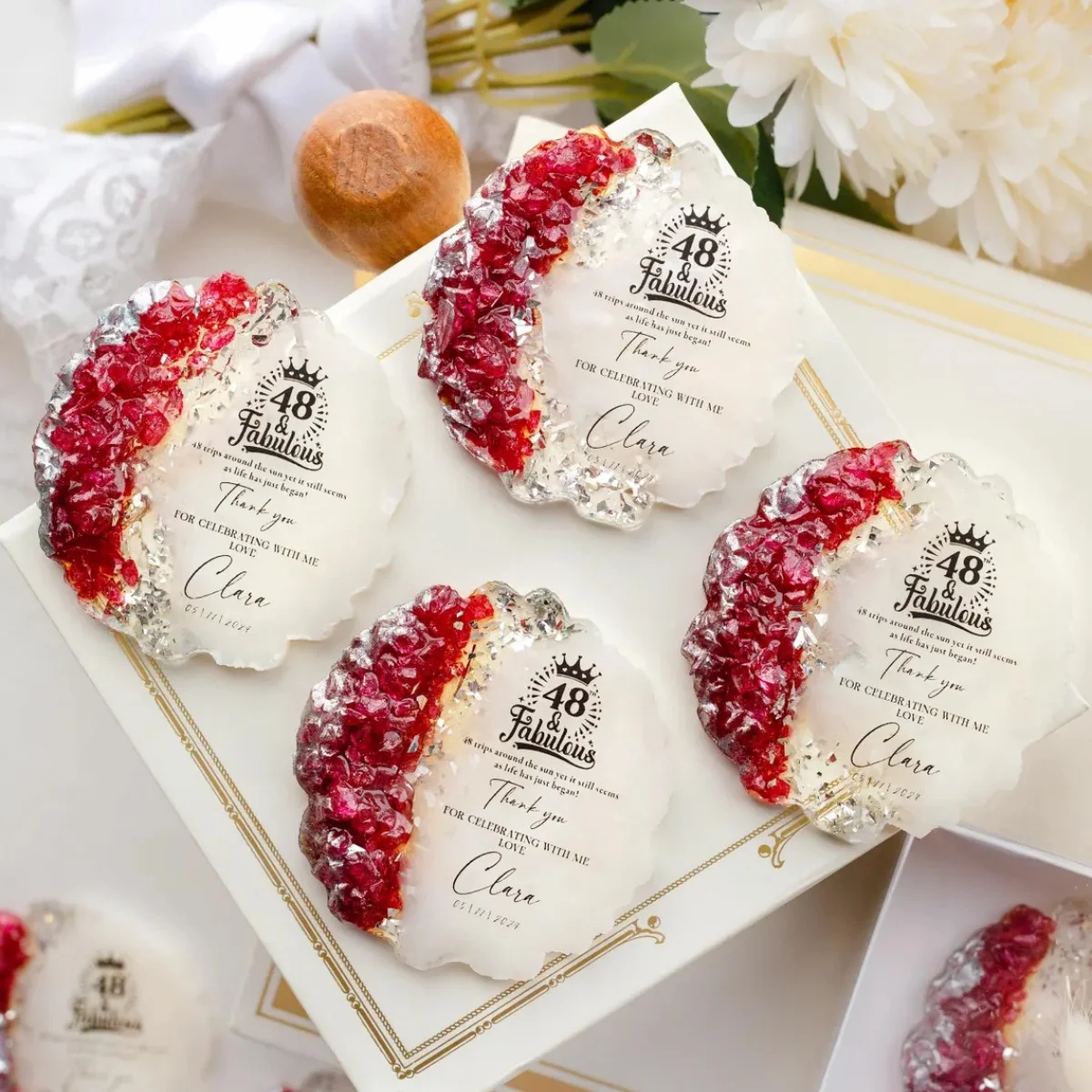 

Магнит на день рождения для взрослых, подарок на день рождения Milestone, красный эпоксидный магнит на холодильник на заказ для 40, 50, 60, 70, 80, 90 т